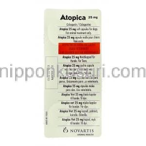 アトピカ Atopica 25 mg (Novartis) 包装裏面