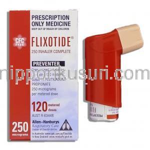 フリゾタイド Flixotide, フルチカゾンプロピオン酸エステル 250mcg 吸入剤 (GSK)