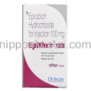 エピスラ Epithra , ファルモルビシンＲＴＵジェネリック, エピルビシン塩酸塩100mg 注射 (Glenmark) 箱