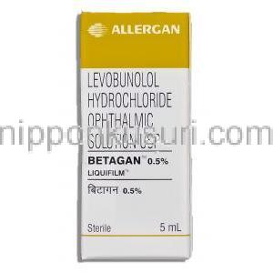 ベータガン Betagan ,  0.5% 5ml レボブノロール塩酸塩（ミロルジェネリック） 点眼薬 (Allergan) 箱