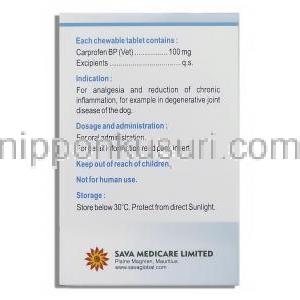 カプロフェン, カロディル Carodyl, 100mg チュワブル錠 (Sava Medicare) 成分