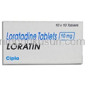 ロラタジン  （クラリチン ジェネリック）, ロラチン Loratin 10mg 錠 (Cipla) 箱