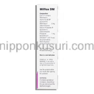 ミルフロックスDM Milflox DM,モキシフロキサシン・デキサメタゾン,  0.5% 点眼薬 (Sun Pharma) 成分