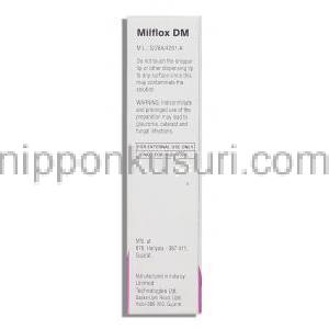ミルフロックスDM Milflox DM,モキシフロキサシン・デキサメタゾン,  0.5% 点眼薬 (Sun Pharma) 情報