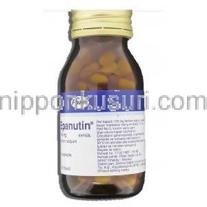 エパヌチン Epanutin,  フェニトインナトリウム 100mg カプセル (Pfizer) ボトル