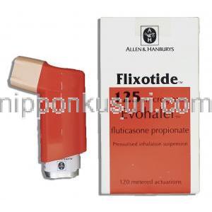 フリゾタイド Flixotide, フルチカゾンプロピオン酸エステル 125mcg 吸入剤 (Allen Hunbrys)