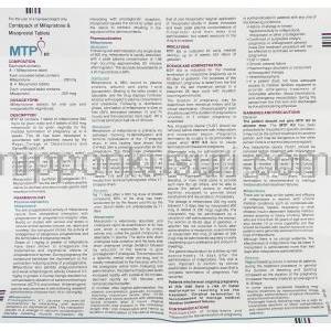 MTP キット, ミフェプリストーン・ミソプロストール配合 錠 (Cipla) 情報シート1