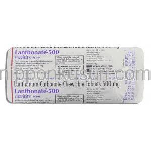 ランゾネート Lanthonate, ホスレノール ジェネリック, 炭酸ランタン 500mg 錠 (Micro Labs) 包装裏面