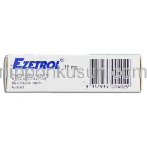エゼトロル Ezetrol, ゼチーア ジェネリック, エゼチミブ 10mg 錠 (MSD) 箱側面