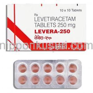 レベラ Levera, イーケプラ ジェネリック, レベチラセタム  250mg 錠 (Intas) 包装裏面