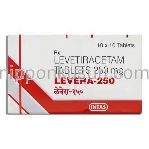 レベラ Levera, イーケプラ ジェネリック, レベチラセタム  250mg 錠 (Intas) 箱