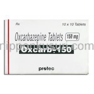 オクスカーブ Oxcarb, トリレプタル ジェネリック, オクスカルバゼピン 150mg 錠 (Protec) 箱
