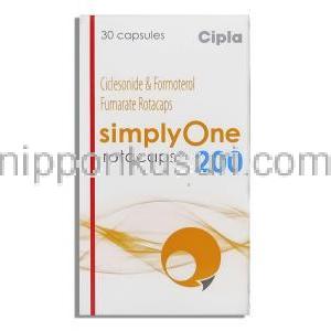 シンプリーワン SimplyOne, フマル酸ホルモテロール / シクレソニド, 6mcg/ 200mcg 吸入用カプセル (Cipla) 箱