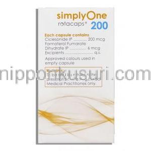シンプリーワン SimplyOne, フマル酸ホルモテロール / シクレソニド, 6mcg/ 200mcg 吸入用カプセル (Cipla) 箱