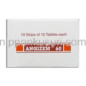 アンジゼム Angizem, ジルチアゼム  MR 60mg （Sun Pharma） 箱