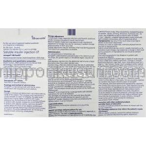 アクトラピッド HM Actrapid HM, インスリン 100 IU/ml 5X3 ml ペン型注射 情報シート1
