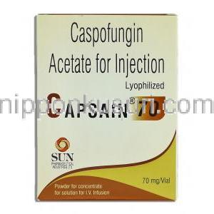 カプサイン Capsain, キャンシダス ジェネリック, カスポファンギン酢酸塩 70mg 注射 箱