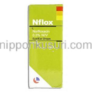 ノルフロキサシン, Norflox, 0.3% 10ML 点鼻 / 点眼液 (Cipla) 箱