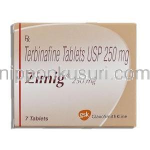 ジミグ Zimig, テルビナフィン塩酸塩 250mg 錠 (GSK) 箱