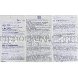 ノボミックス30 NovoMix 30, 100 IU/1ml, 3ml x 5, 充填済ペン型注射 情報シート1