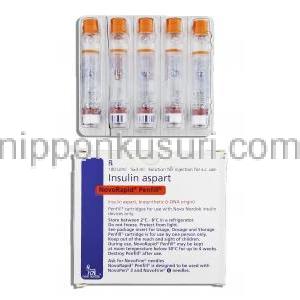 ノボラピッド NovoRapid, 100 IU/1ml, 3ml x 5, 充填済ペン注射