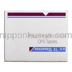 プラゾプレスXL Prazopress XL 2.5, Generic Prazosin, ミニプレス ジェネリック, プラゾシン 2.5mg 錠  (Sun Pharma) 箱