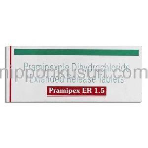 プラミペックス ER Pramipex ER 1.5,  ビ・シフロールジェネリック, プラミペキソール 1.5mg 錠 (Sun Pharma) 箱