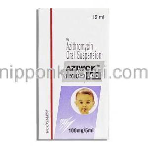 アジウォック Aziwok  100, アジスロマイシン 100mg 15ml 内服液 箱