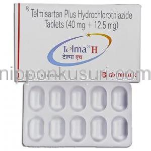 テルミサルタン/ヒドロクロロチアジド配合, Telma-H, 40mg/ 12.5mg錠 (Glenmark)