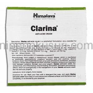ヒマラヤ Himalaya クラリナ Clarina ニキビ予防クリーム 情報シート1