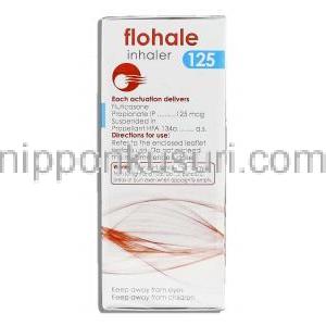 フロヘール Flohale, Advair Diskusジェネリック, サルメテロール / フルチカゾン配合 125 mcg 吸入剤 箱裏面