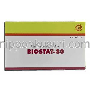 バイオスタット Biostat, リピトール ジェネリック, アトルバスタチン 80mg 錠 (Sava medica) 箱