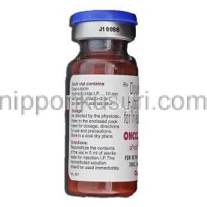 オンコドックス10 Oncodox-10, ドキシル ジェネリック, ドキソルビシン 10mg 注射バイアル (Cipla) ボトル