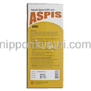 アスピス Aspis, フィプロニル, 0.25%, 100ml, スプレー 製造者情報