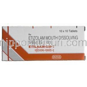 エチラーム-MD-1 Etilaam-MD-1, エチラーム/ デパスジェネック, 1mg, 口内崩壊錠 箱