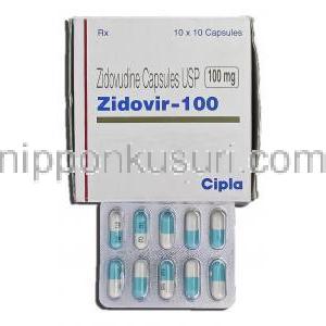 ジドビル Zidovir, レトロビルジェネリック, ジドブジン 100mg カプセル (Cipla)