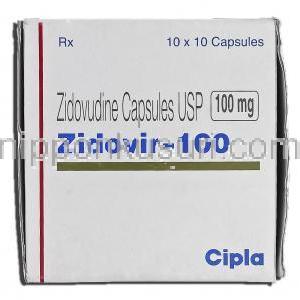 ジドビル Zidovir, レトロビルジェネリック, ジドブジン 100mg カプセル (Cipla) 箱