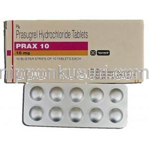 プラックス10 Prax 10, エフィエント ジェネリック, プラスグレル , 10mg, 錠