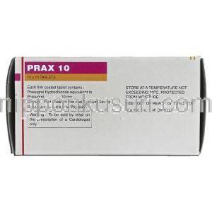 プラックス10 Prax 10, エフィエント ジェネリック, プラスグレル , 10mg, 錠 箱側面