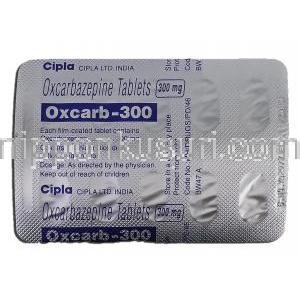 オキシカーブ300 Oxcarb-300, トリレプタル ジェネリック, オクスカーブ, 300mg, 包装裏面