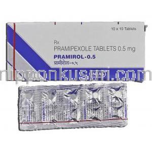 プラミロール0.5 Pramirol-0.5, ビ・シフロール ジェネリック, プラミペキソール, 0.5 mg, 錠