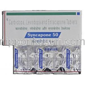 シンカポン50 Syncapone50, スタレボ ジェネリック, カルビドパ 12.5 mg レボドパ 50 mg エンタカポン 200mg 錠 (Sun