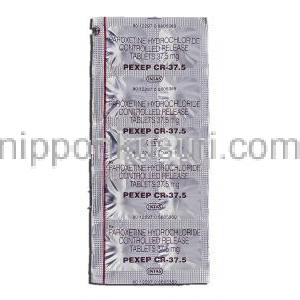 ペゼップCR-375 Pexep CR-37.5, パキシル CR ジェネリック, パロキセチン CR, 37.5 mg, 錠 包装