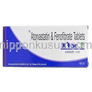 エックストール-F Xtor-F, アトルバスタチン, 10mg, フェノフィブラート配合, 160mg, 錠 箱