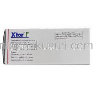エックストール-F Xtor-F, アトルバスタチン, 10mg, フェノフィブラート配合, 160mg, 錠 箱側面