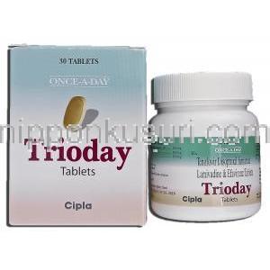 トリオデイ Trioday, テノホビル300mg/ ラミブジン300mg /エファビレンツ600mg, 錠