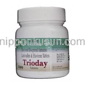 トリオデイ Trioday, テノホビル300mg/ ラミブジン300mg /エファビレンツ600mg, 錠 ボトル