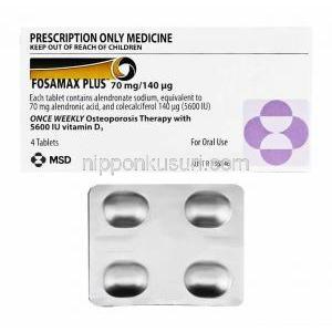 フォサマックス プラス Fosamax Plus, アレンドロン酸 70mg, コレカルシフェロール（ビタミンD3） 0.14mg