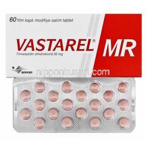 バスタレルＭＲ Vastarel MR, トリメタジジン 35mg, 箱、錠剤