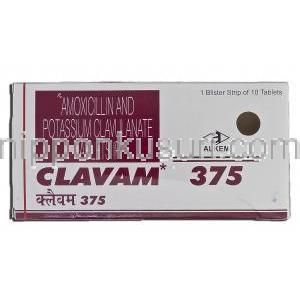 クラバム375 Clavam 375, オーグメンチン ジェネリック, アモキシシリン, 250mg, クラブラン酸, 125mg, 錠 箱